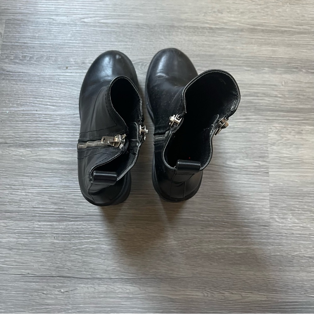 Black Chunky Heel Ankle Boots - Picture 4 of 5